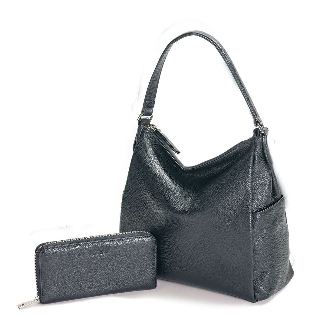 【セット商品】シュリンクレザーショルダーバッグ＆財布＜カジュアルセット＞