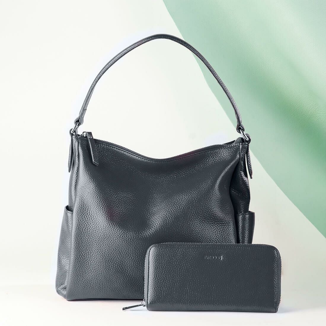 【セット商品】シュリンクレザーショルダーバッグ＆財布＜カジュアルセット＞