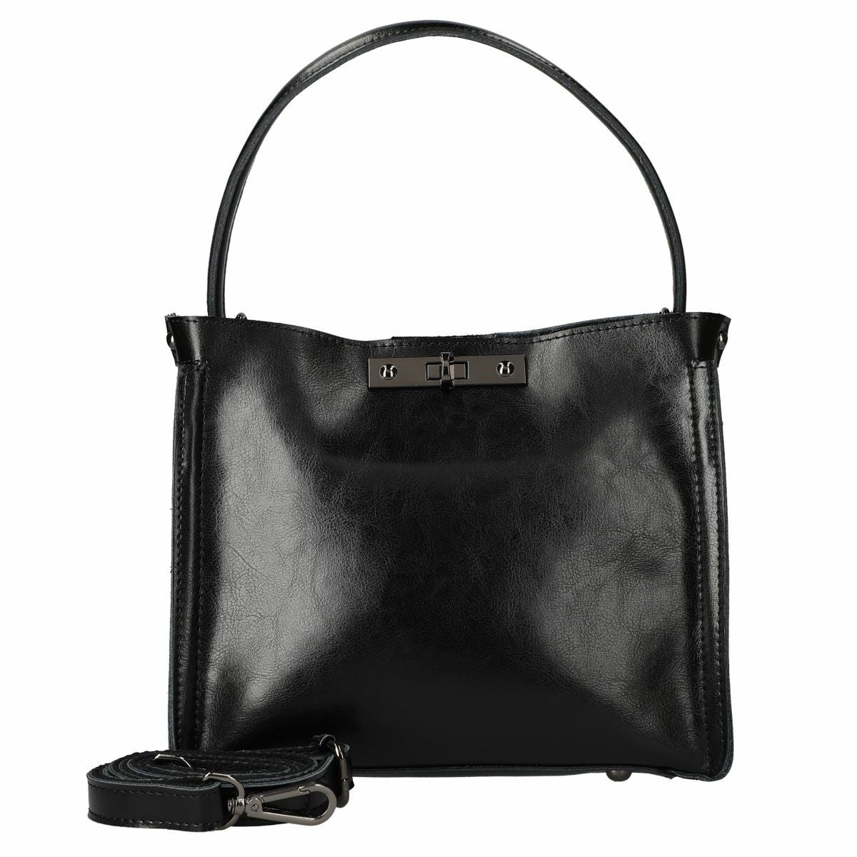 2wayレザースクエア型ワンハンドルバッグ