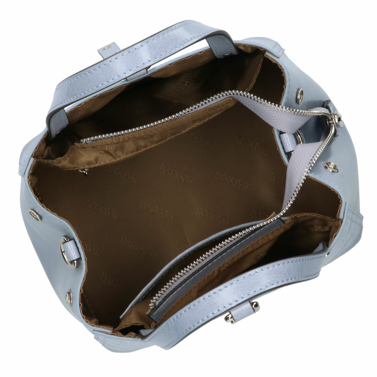 クロコダイル型押シャイニングレザーハンドバッグ