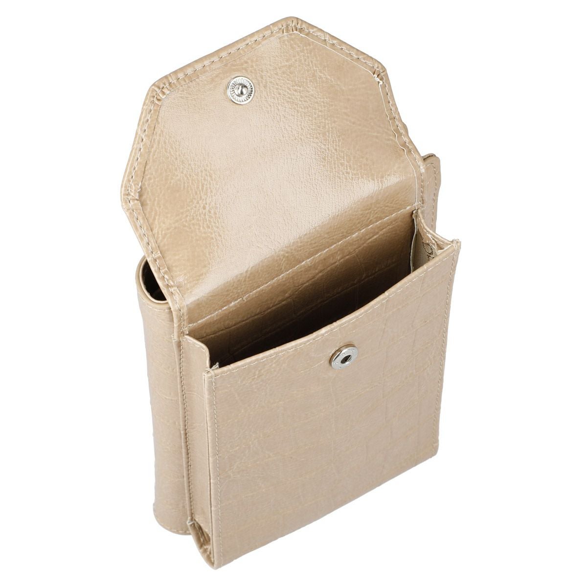 クロコダイル型押シャイニングレザースマホポシェット