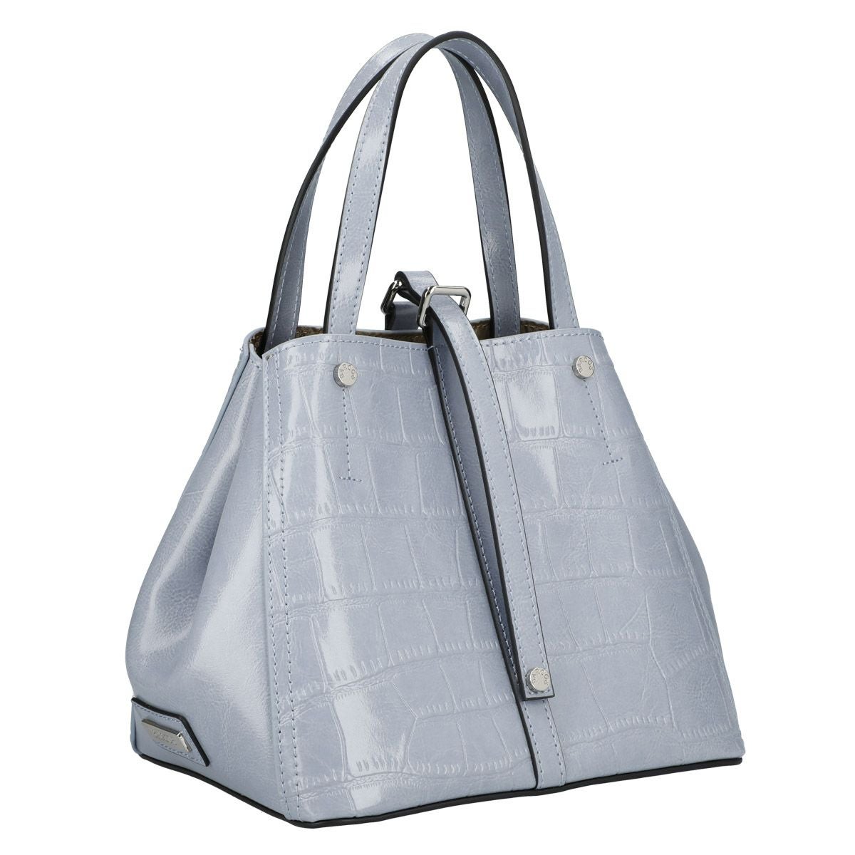 【セット商品】クロコダイル型押シャイニングミニレザーハンドバッグ＆ロングウォレット