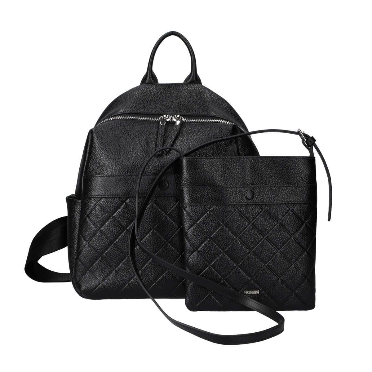 【セット商品】ダイヤモンドエンボスレザーリュック＆ポシェットセット＜ロンバス＞