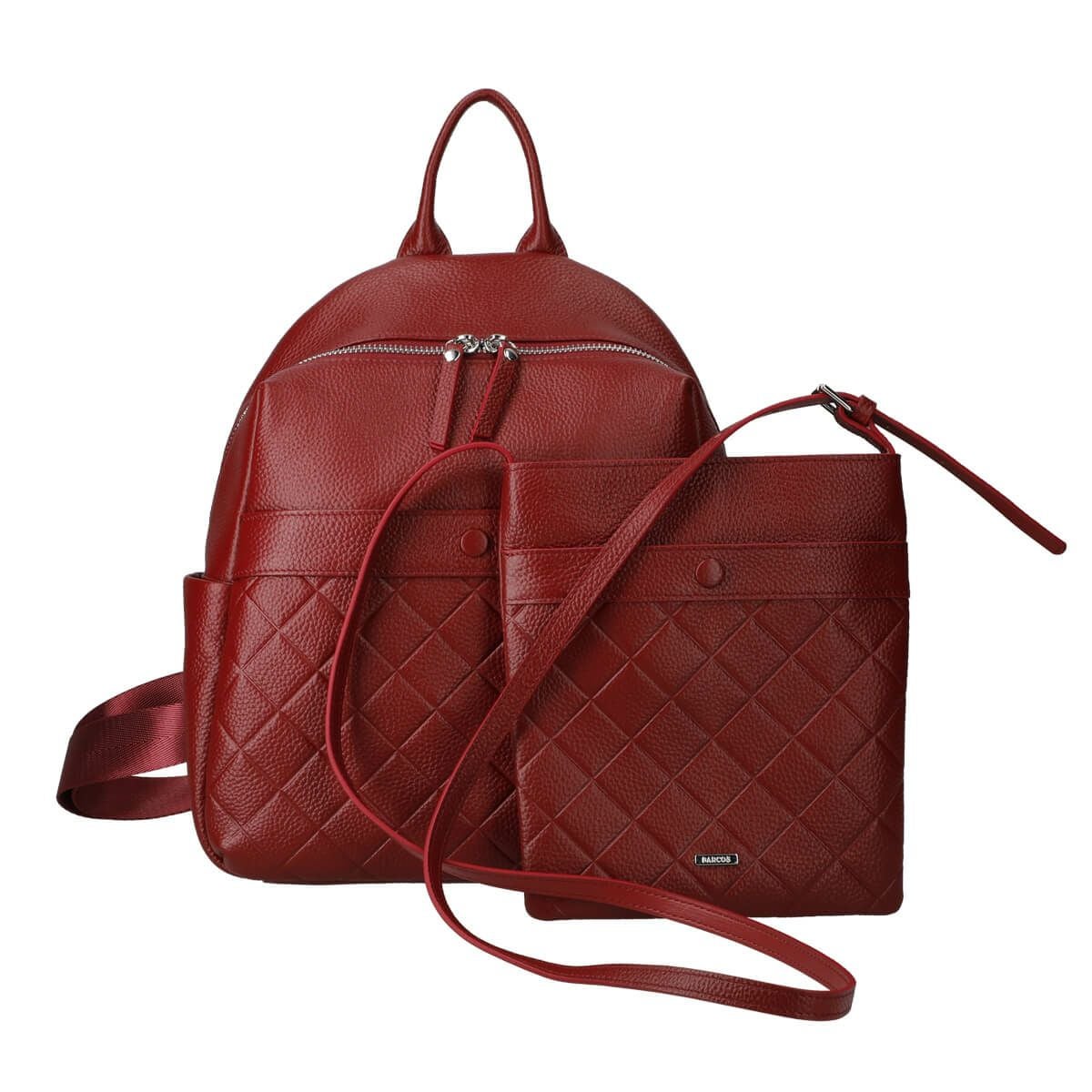 【セット商品】ダイヤモンドエンボスレザーリュック＆ポシェットセット＜ロンバス＞