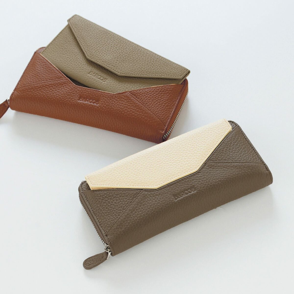 【セット商品】シュリンクレザーバイカラーハンドバッグ＜シャーロット＞＆ロングウォレット＜ベロニカ＞