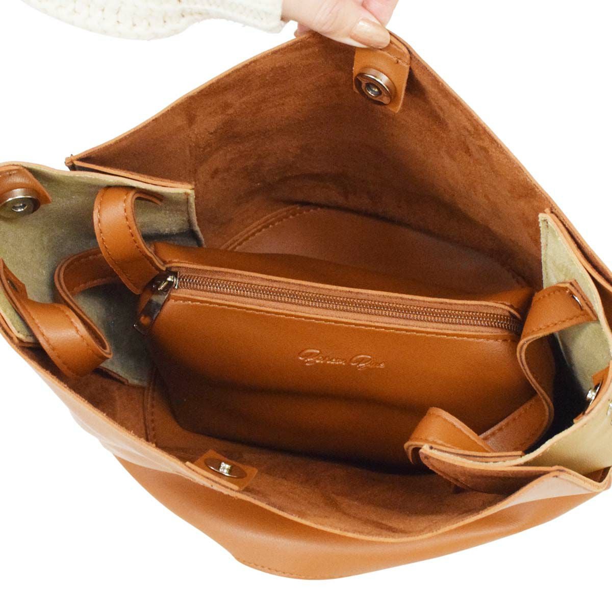 バイカラー3way縦長ハンドバッグ