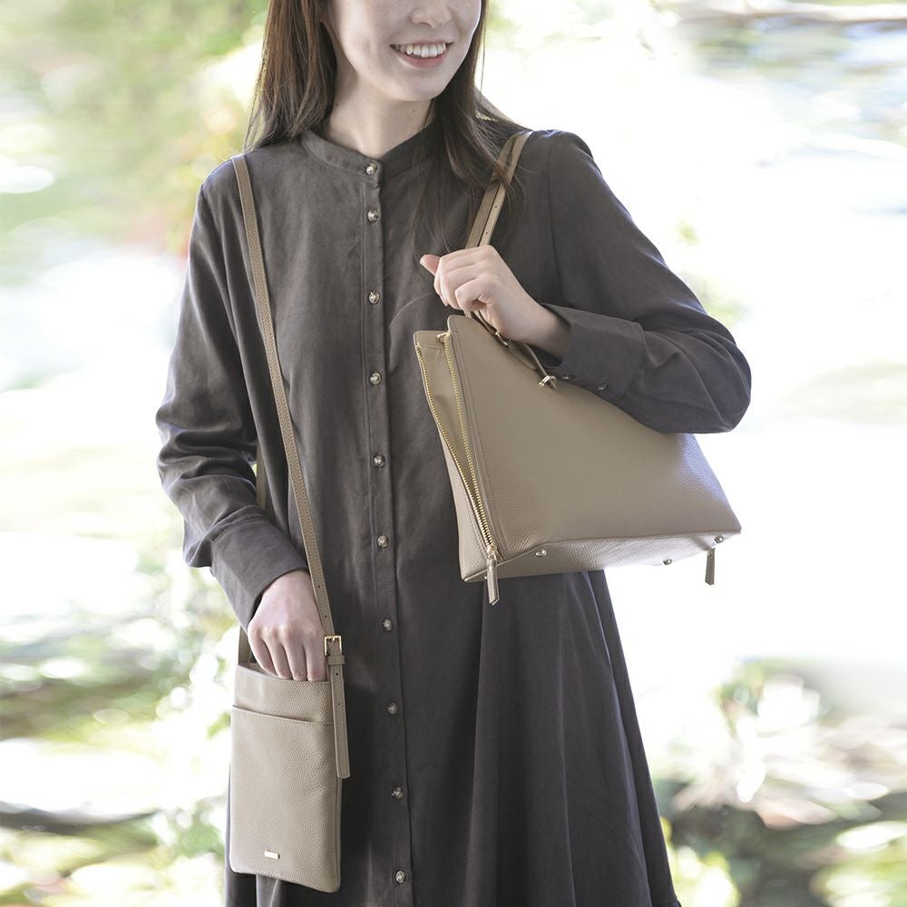 バイカラートートバッグ＆シンプルミニポシェット