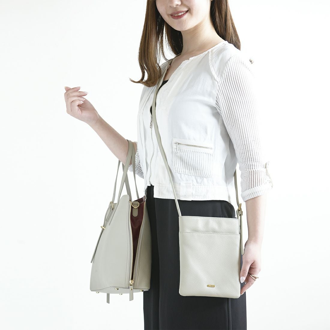 バイカラートートバッグ＆シンプルミニポシェット