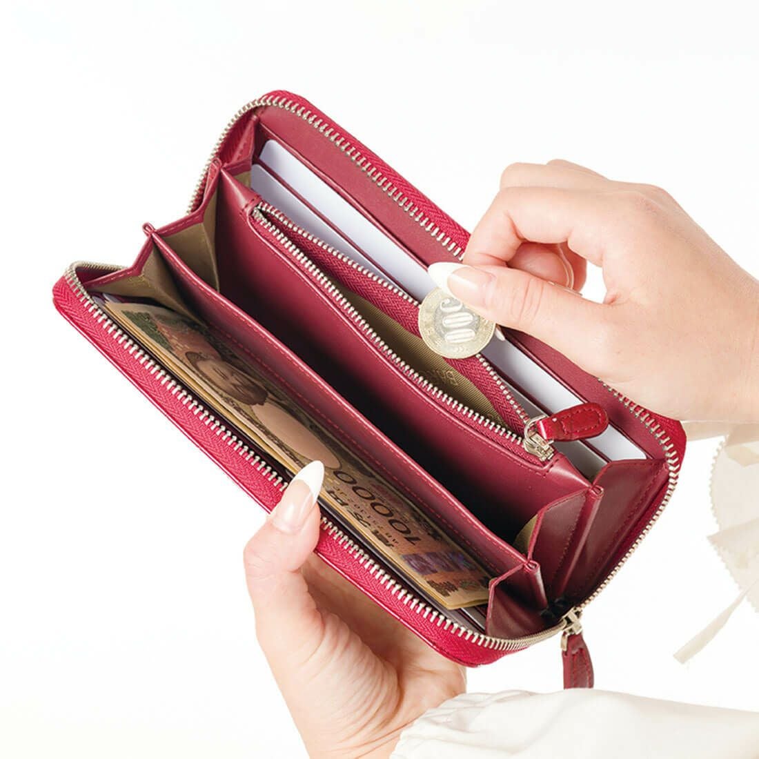 クロコダイル型押しシャイニングレザーウォレット