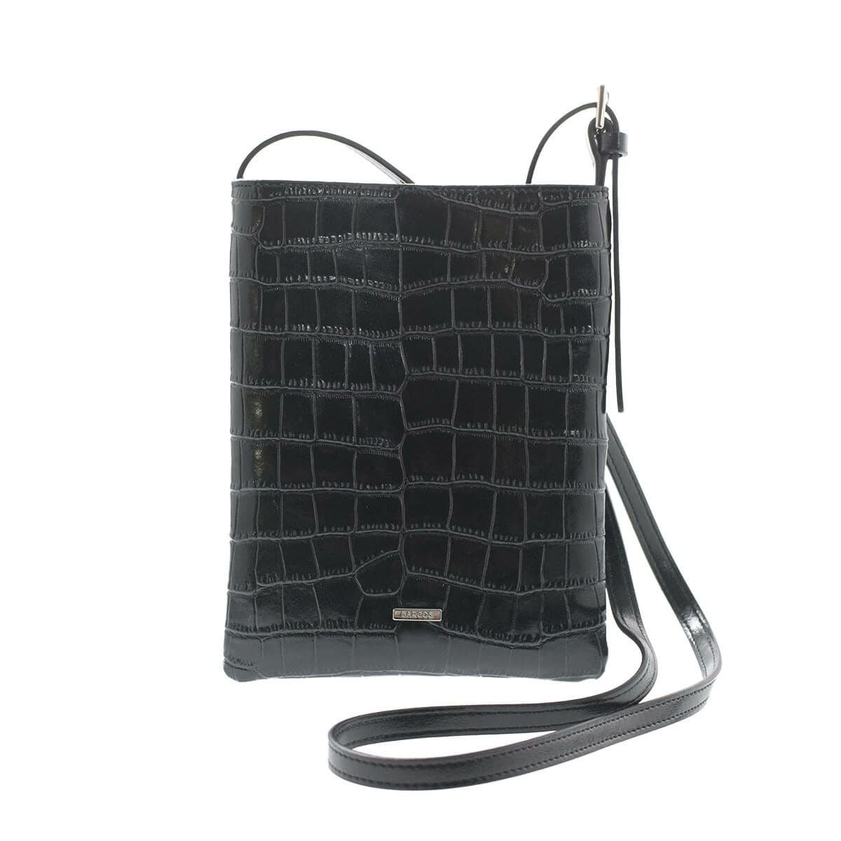 クロコダイル型押しシャイニングレザーポシェット