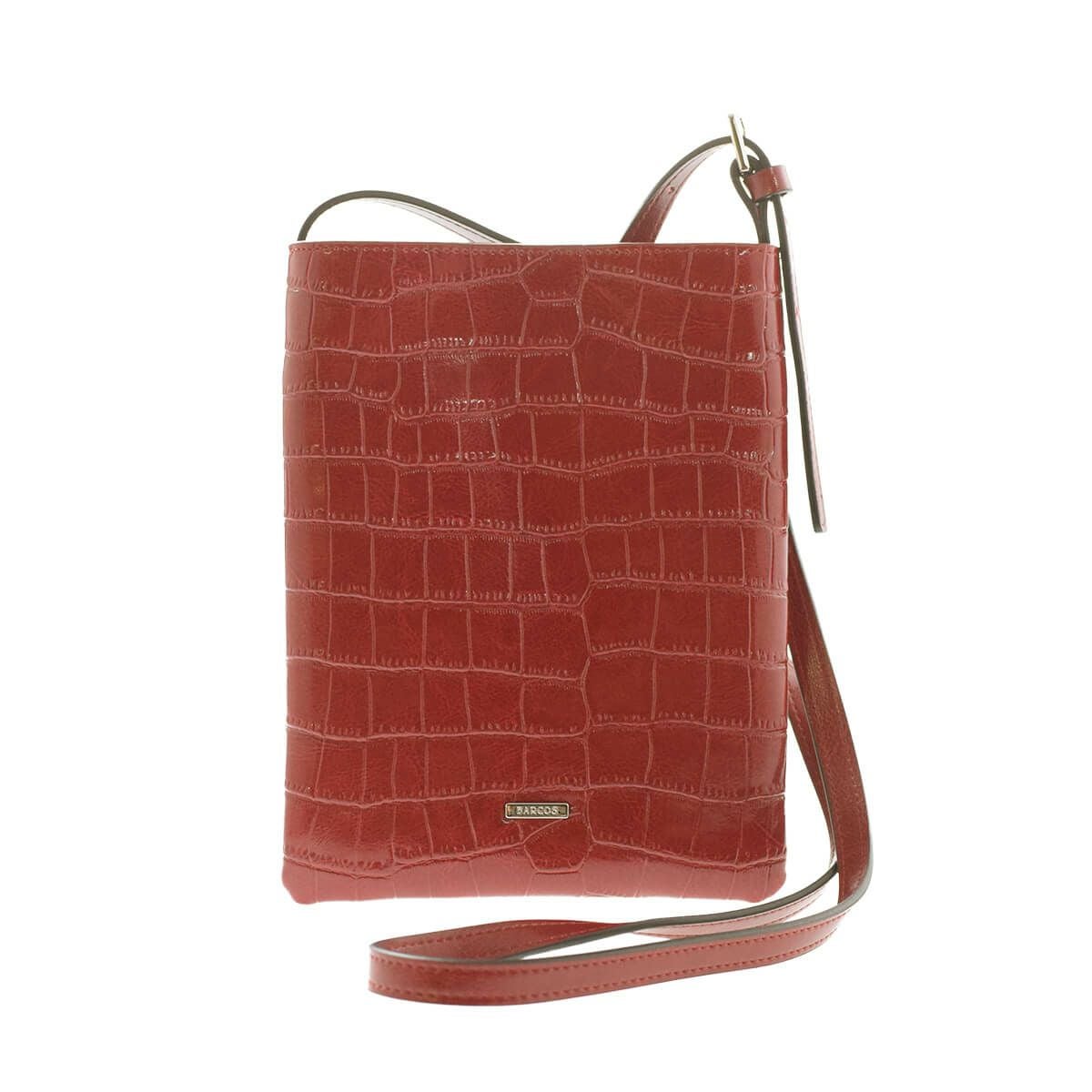 クロコダイル型押しシャイニングレザーポシェット