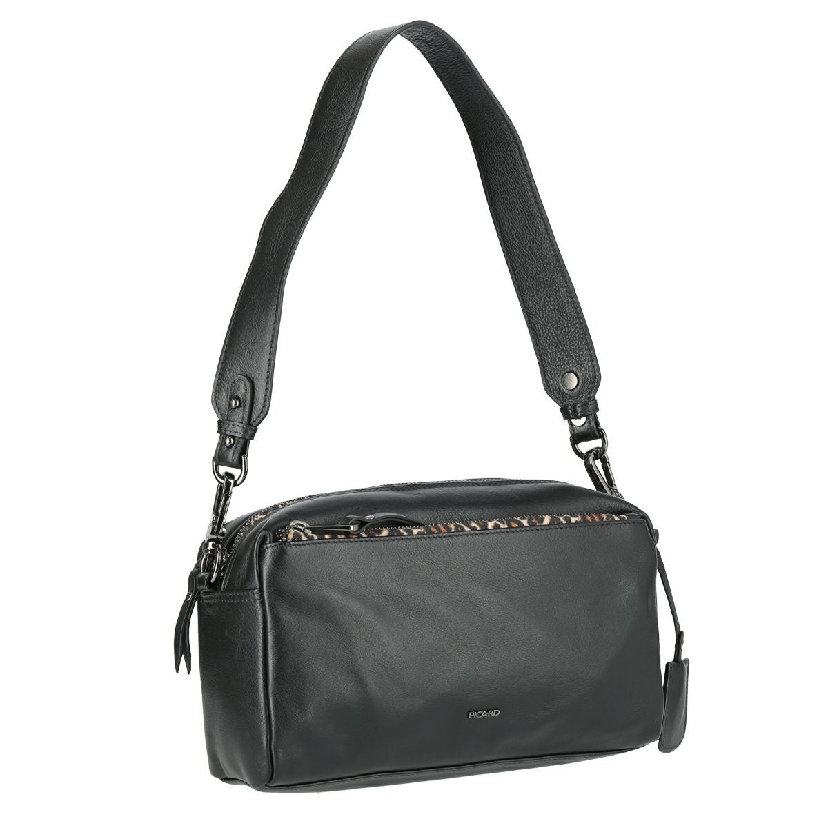 レオパード柄ジッパー付きミニショルダーバッグ