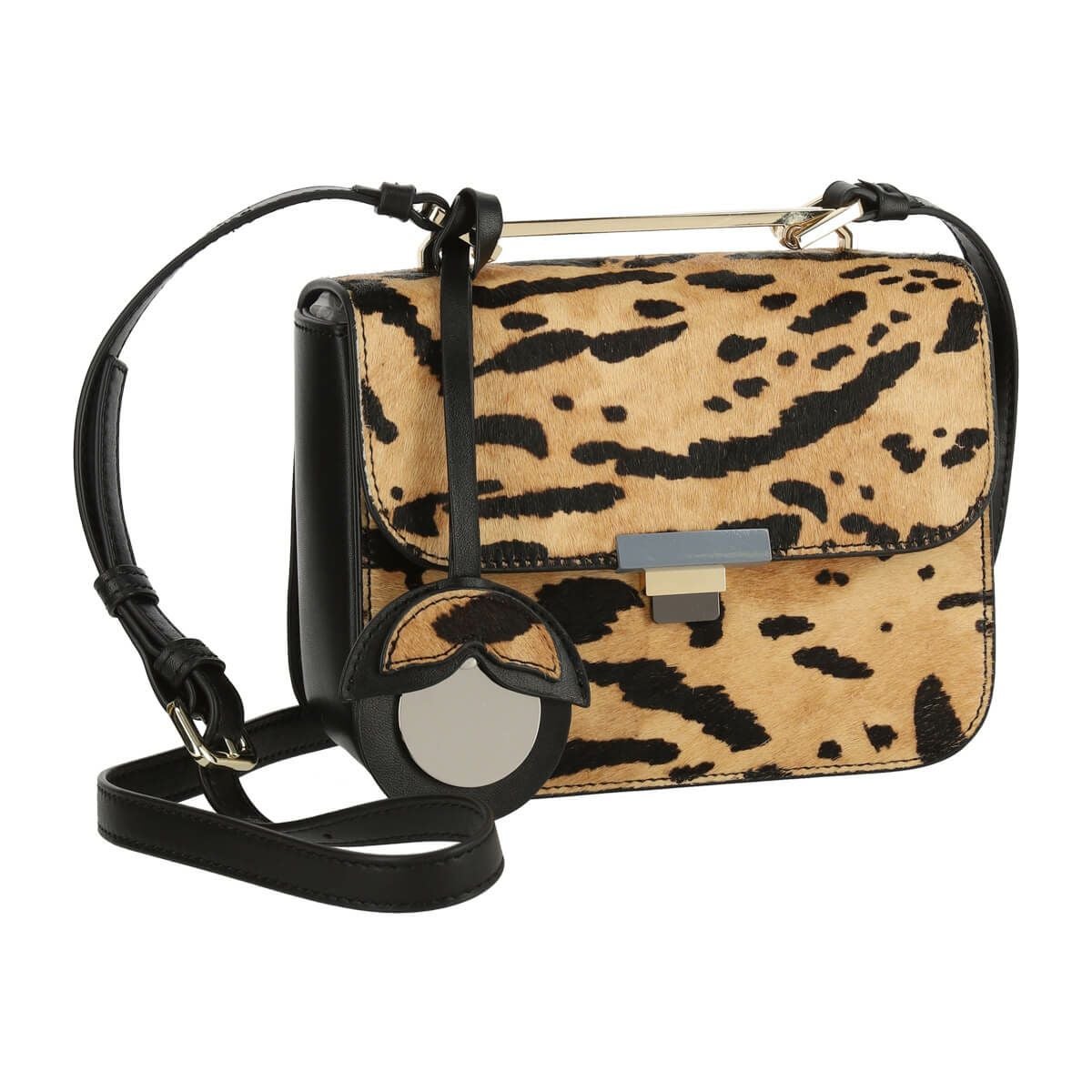 チャーム付き異素材コンビレザーポシェット