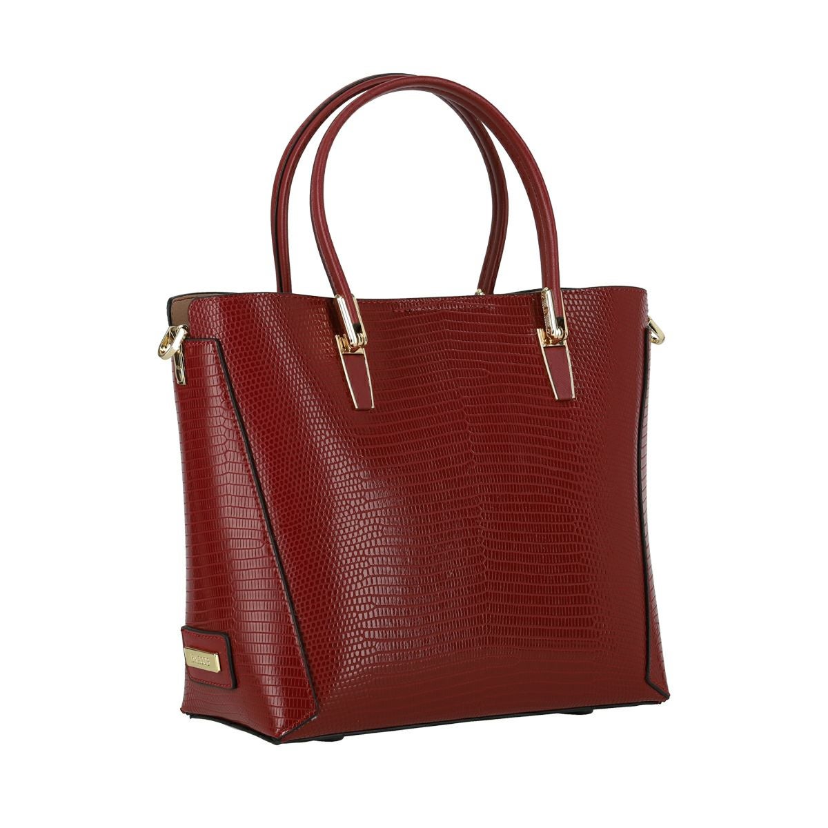 リザード調型押し2wayレザーハンドバッグ