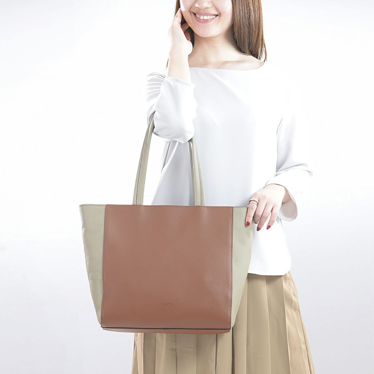 バイカラーシュリンクレザートートバッグ