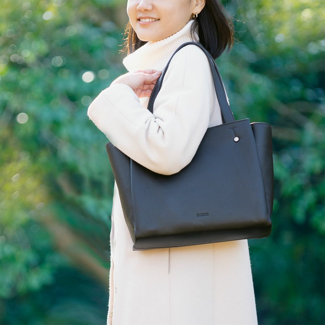 シュリンクレザー3層トートバッグ