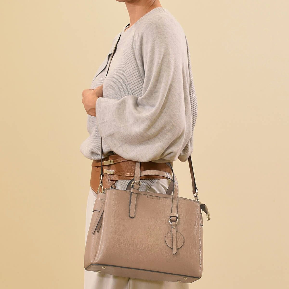 シュリンク レザー ハンドバッグ