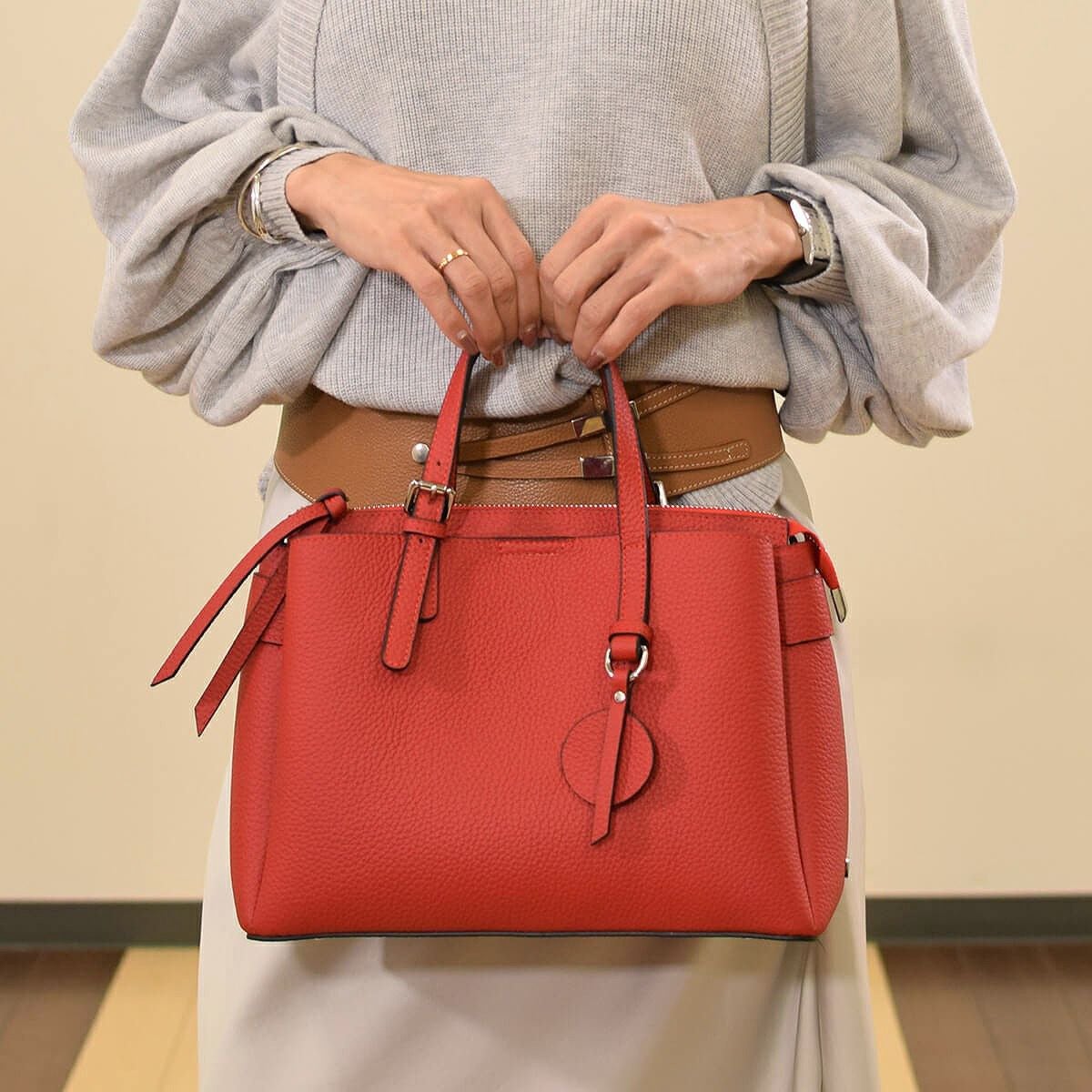 シュリンク レザー ハンドバッグ