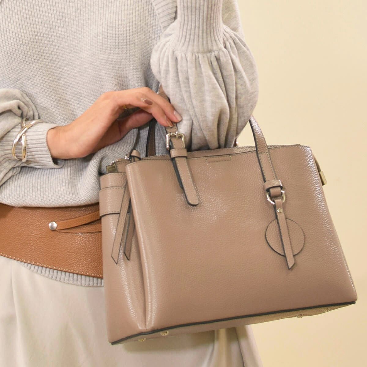 シュリンク レザー ハンドバッグ