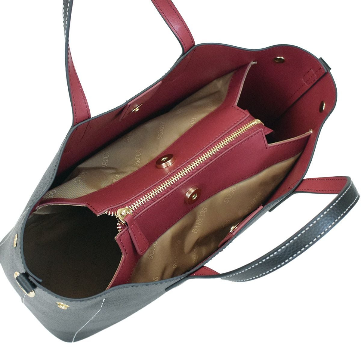 シュリンクレザー バイカラーハンドバッグ