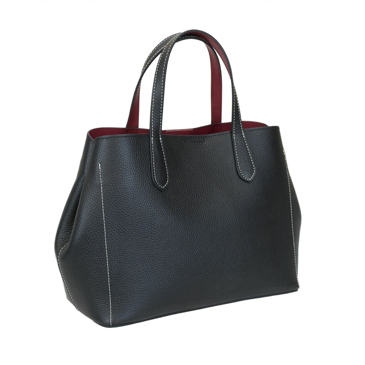 シュリンクレザー バイカラーハンドバッグ