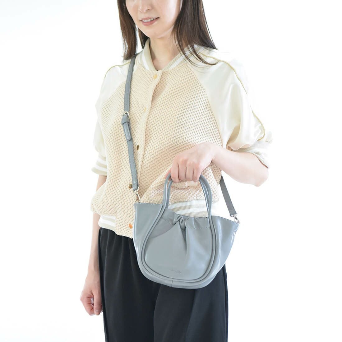 ギャザーデザイン2wayハンドバッグ