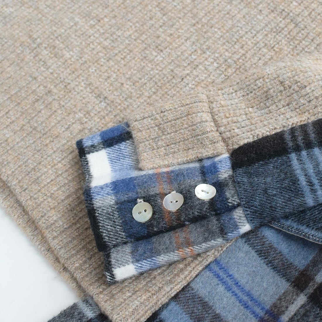 チェック柄コンビ畦プルオーバー