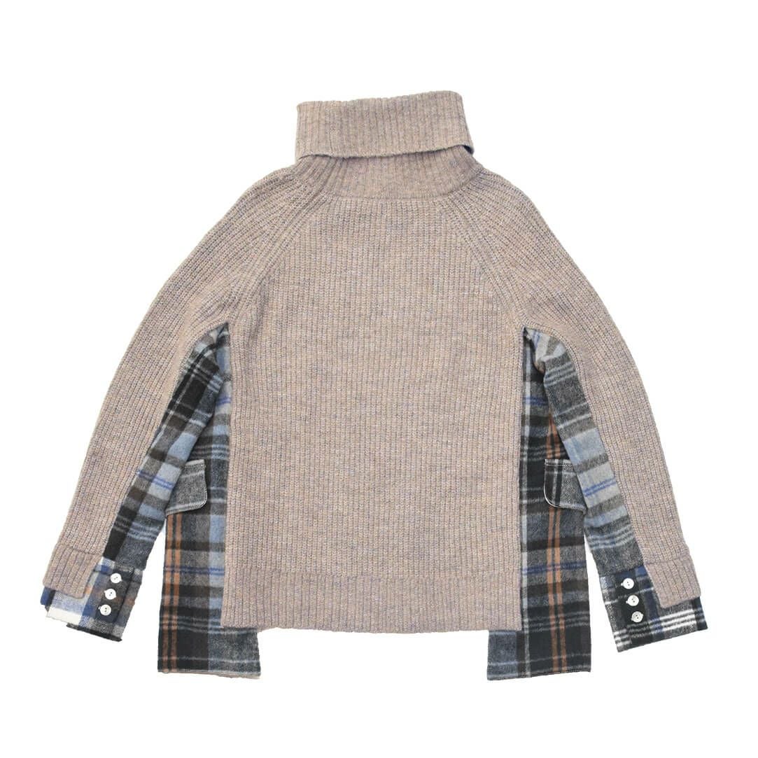 チェック柄コンビ畦プルオーバー