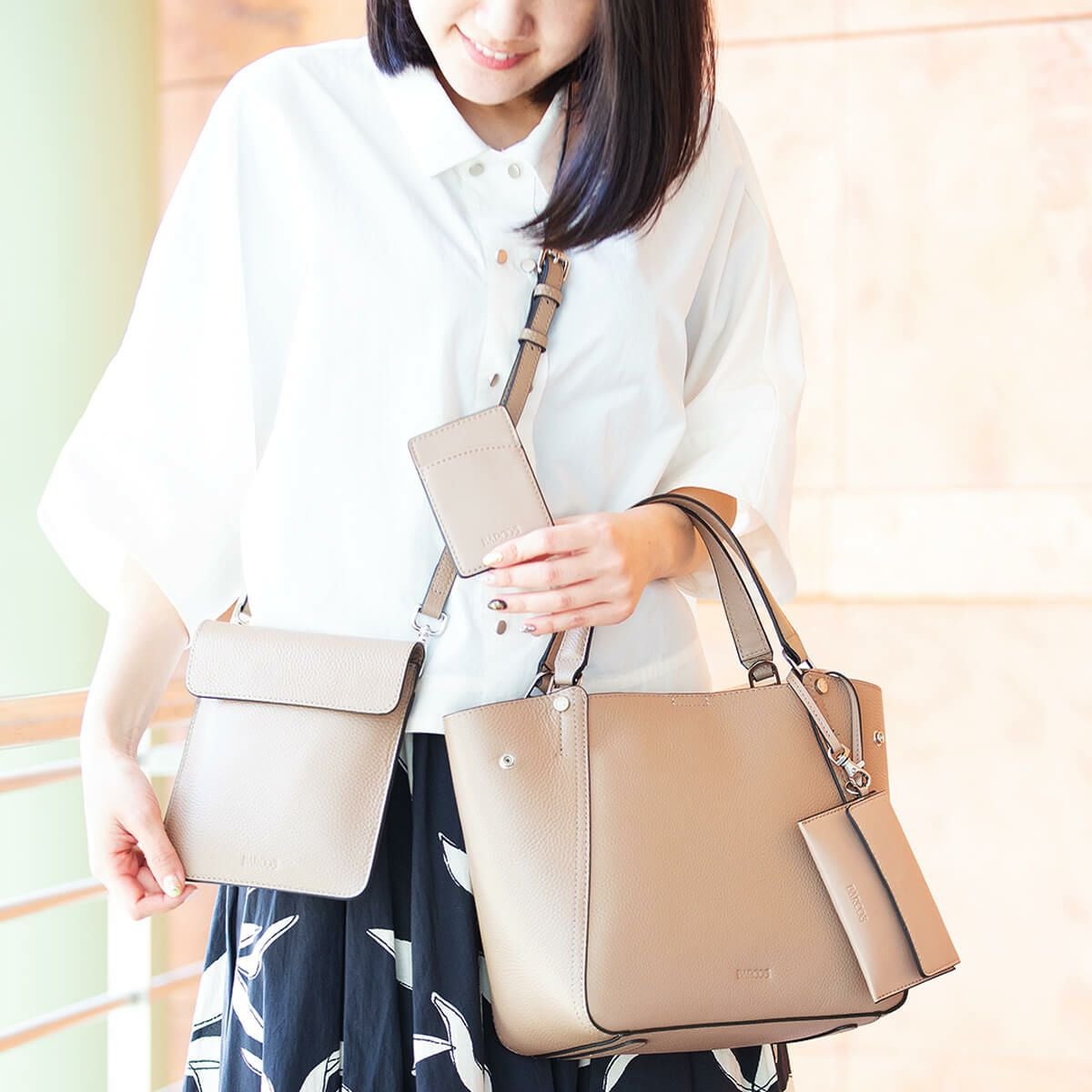 【セット商品】シュリンクレザー2wayバッグ＜プレミアム4点セット＞