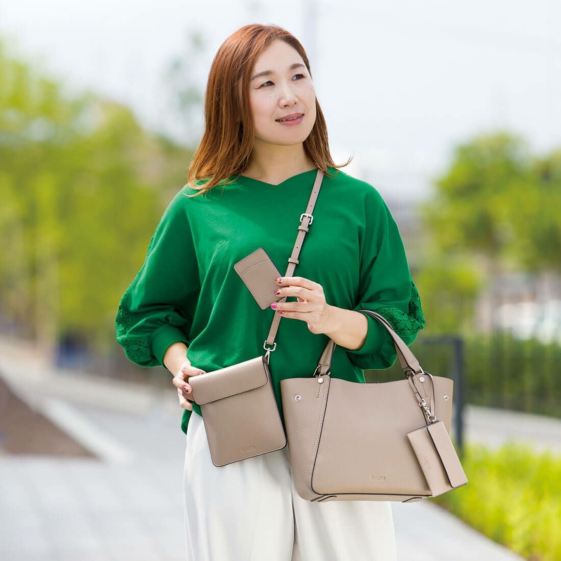 【セット商品】シュリンクレザー2wayバッグ＜プレミアム4点セット＞