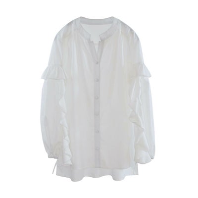 袖フリルブラウス