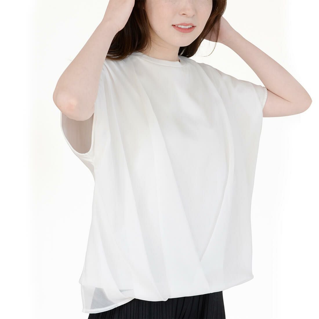 チュール重ねカットソー