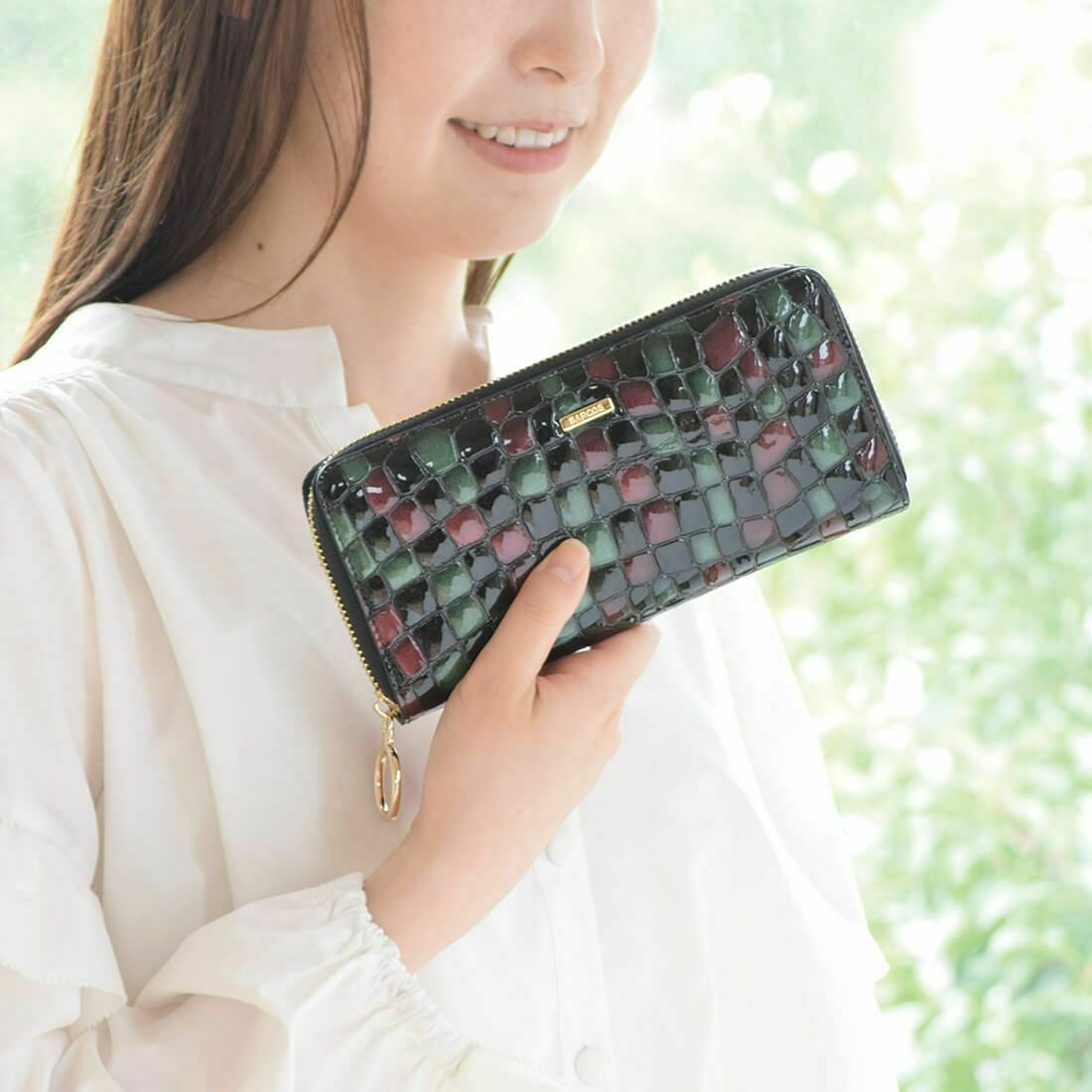 配色ステンドガラスレザーラウンド型財布