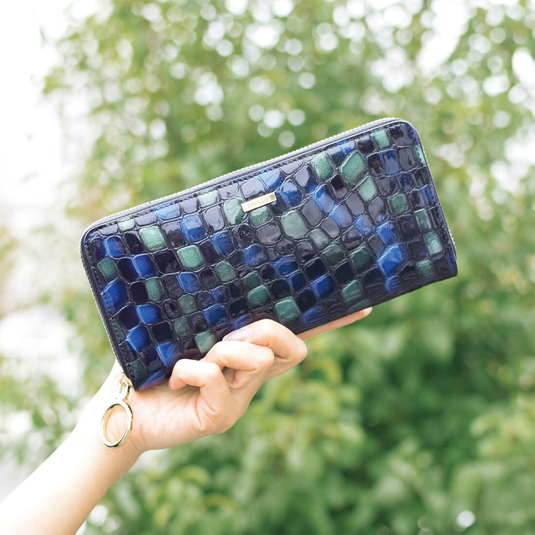 配色ステンドガラスレザーラウンド型財布