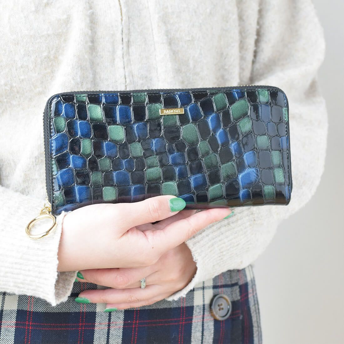 配色ステンドガラスレザーラウンド型財布