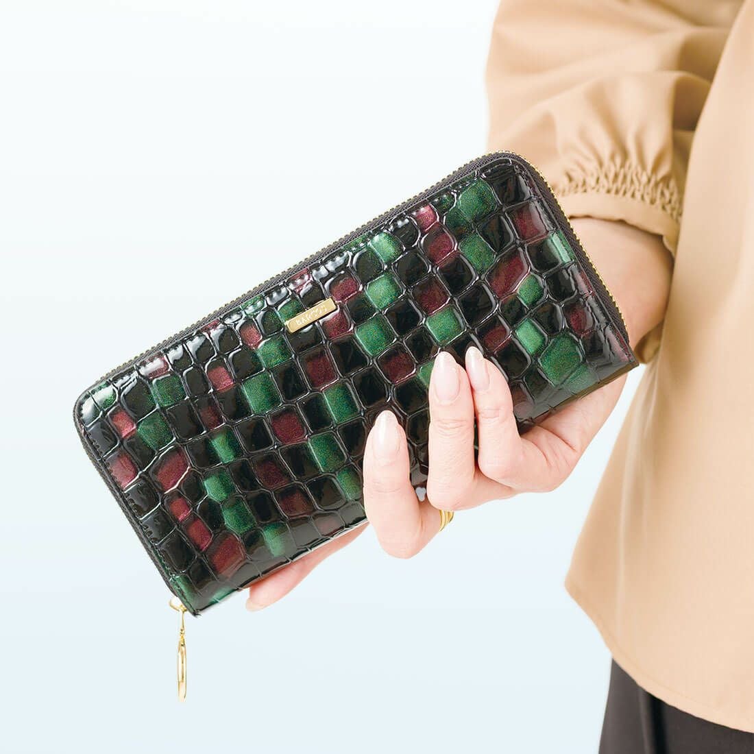 配色ステンドガラスレザーラウンド型財布