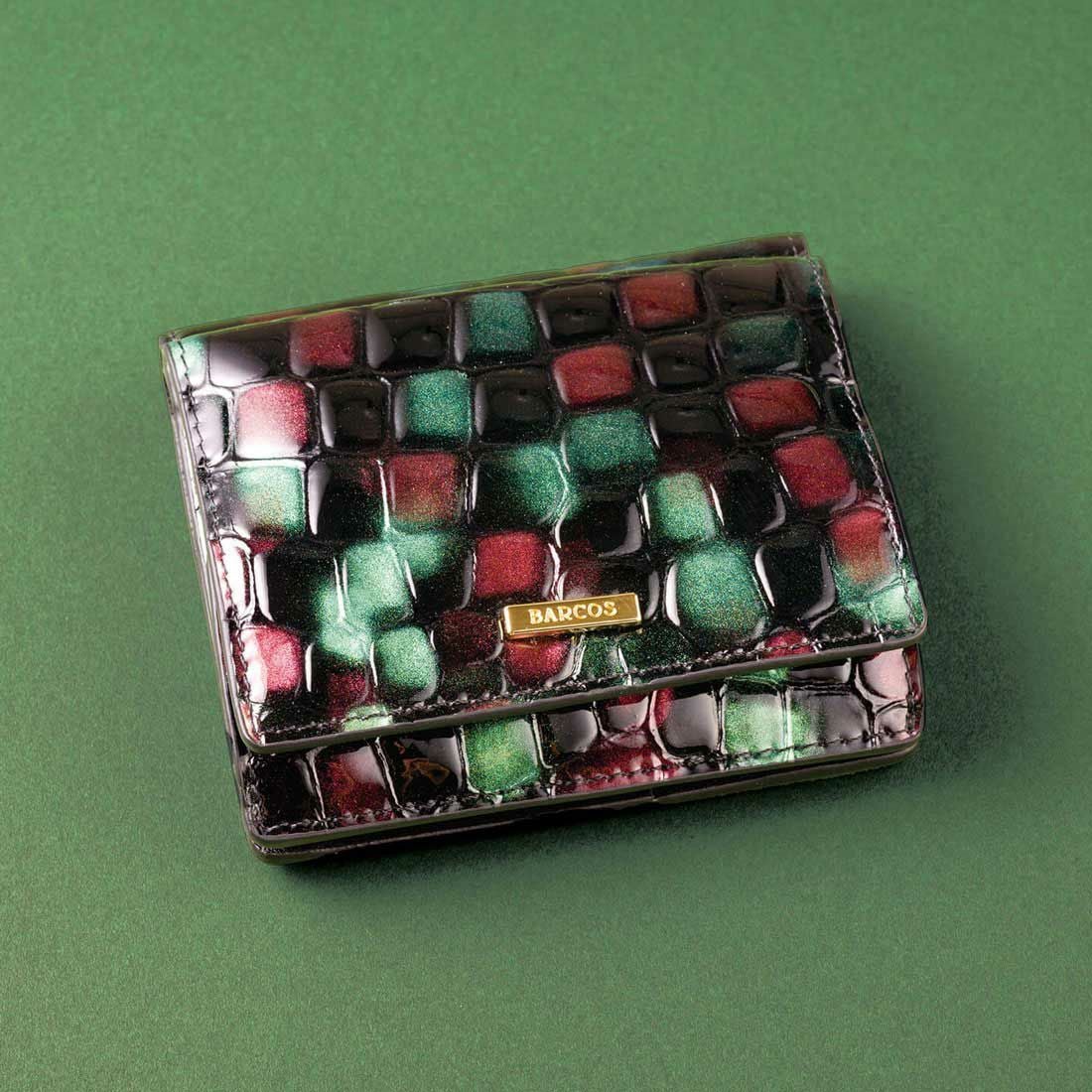 配色ステンドガラスレザー折財布