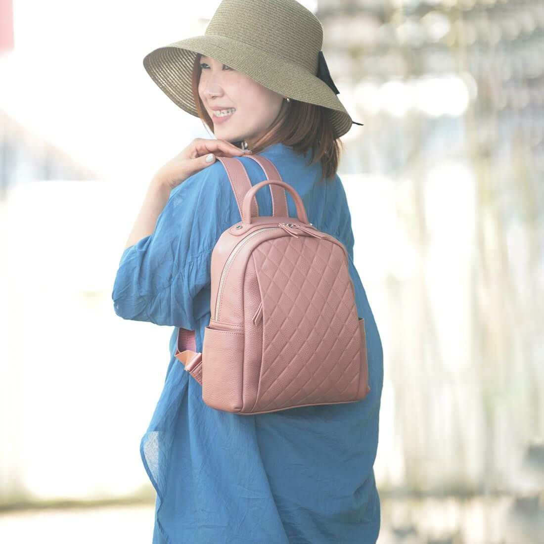 牛革キルティングリュック