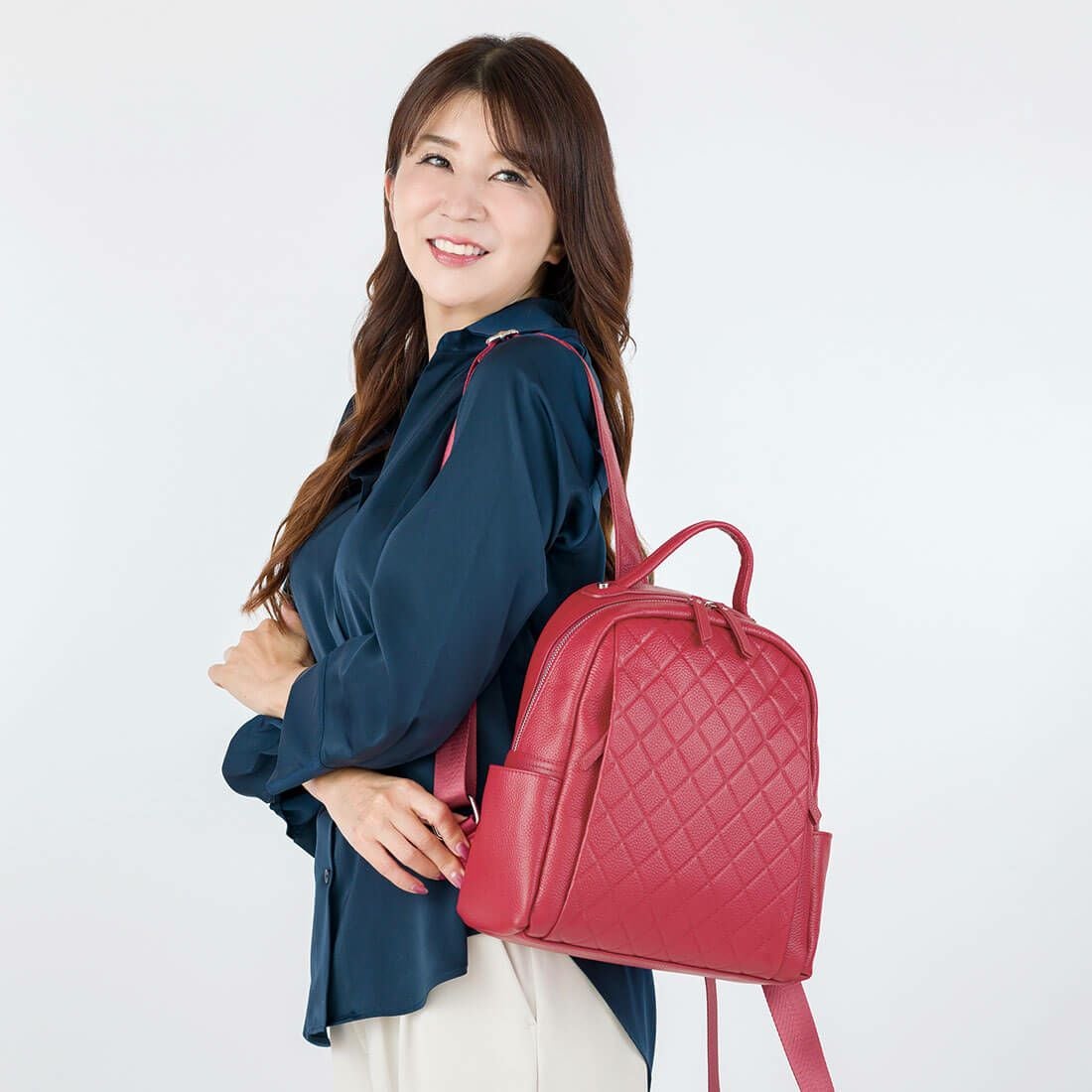 牛革キルティングリュック