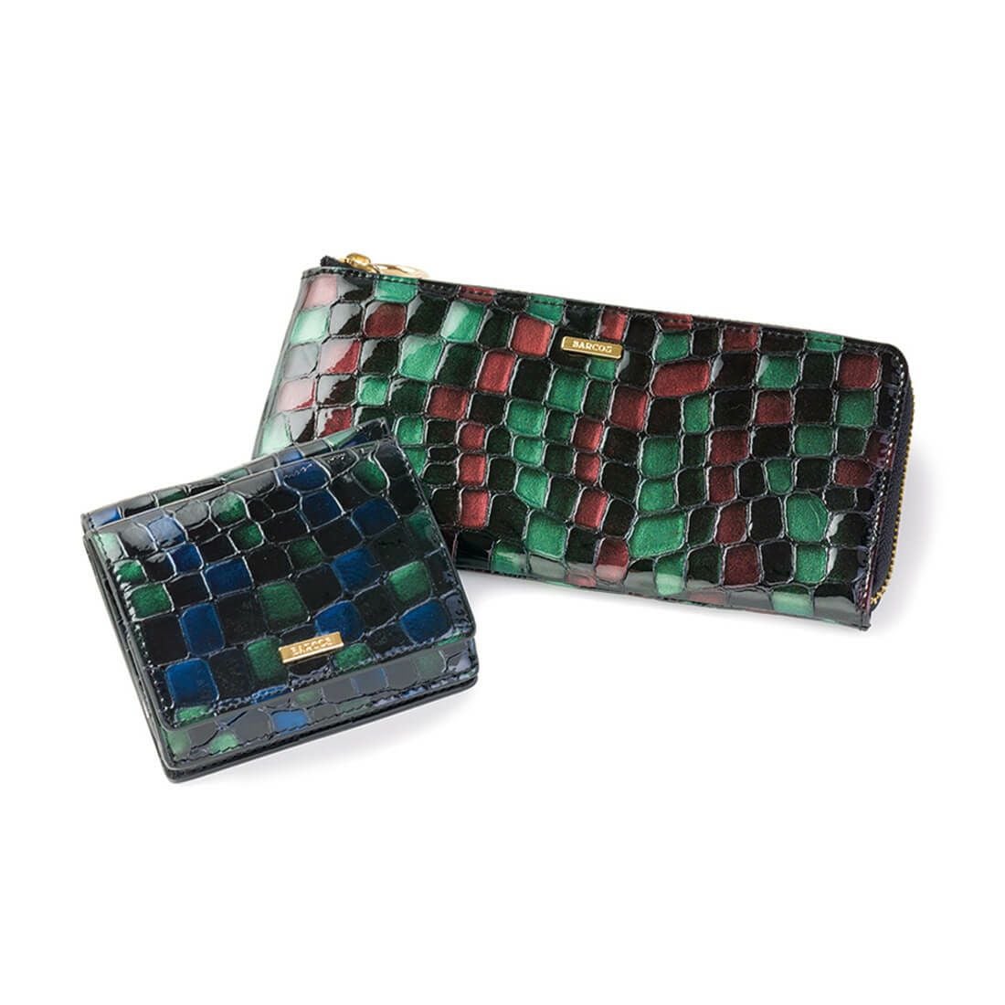 配色ソフトステンドガラスレザーL字型財布