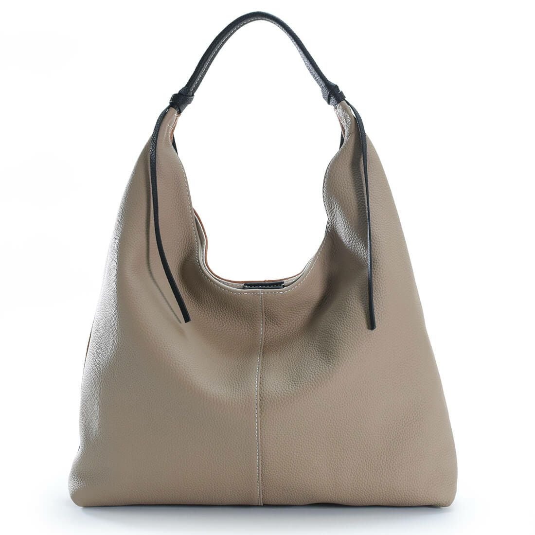 バイカラーハンドルデザインシュリンクレザーバッグ