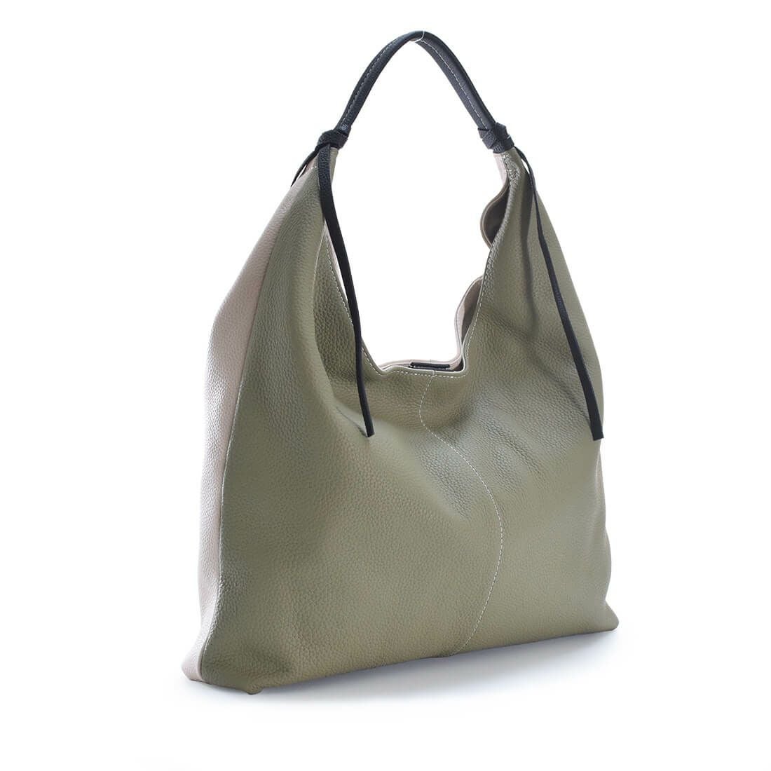 バイカラーハンドルデザインシュリンクレザーバッグ