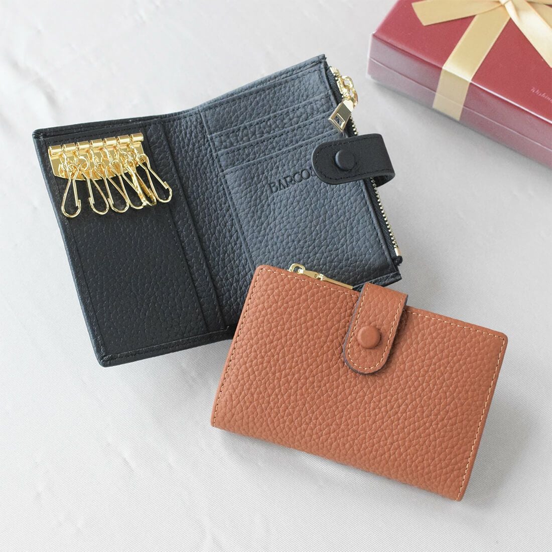 手帳型シュリンクレザーキーケース