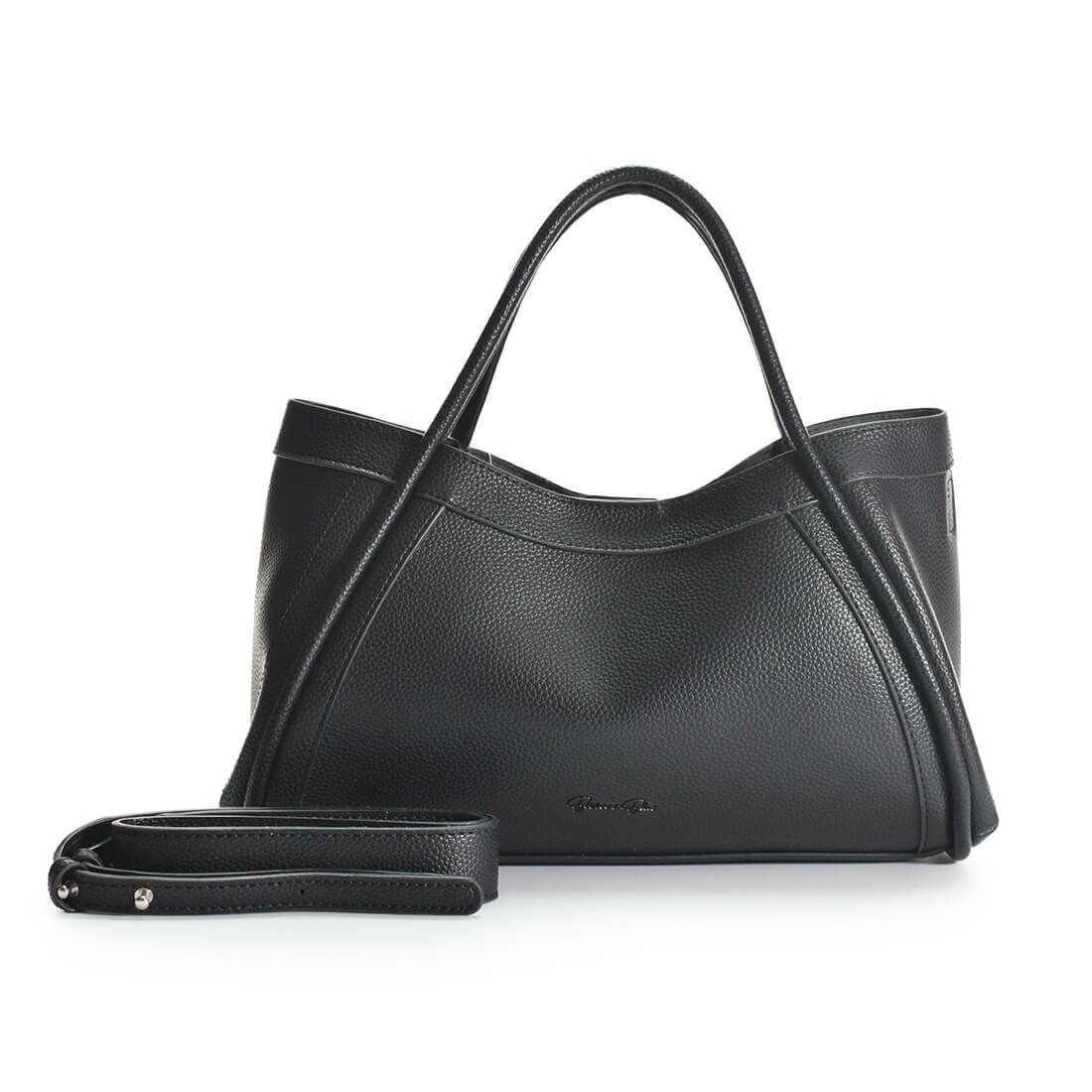 ポーチ付き2wayフェイクレザーハンドバッグ