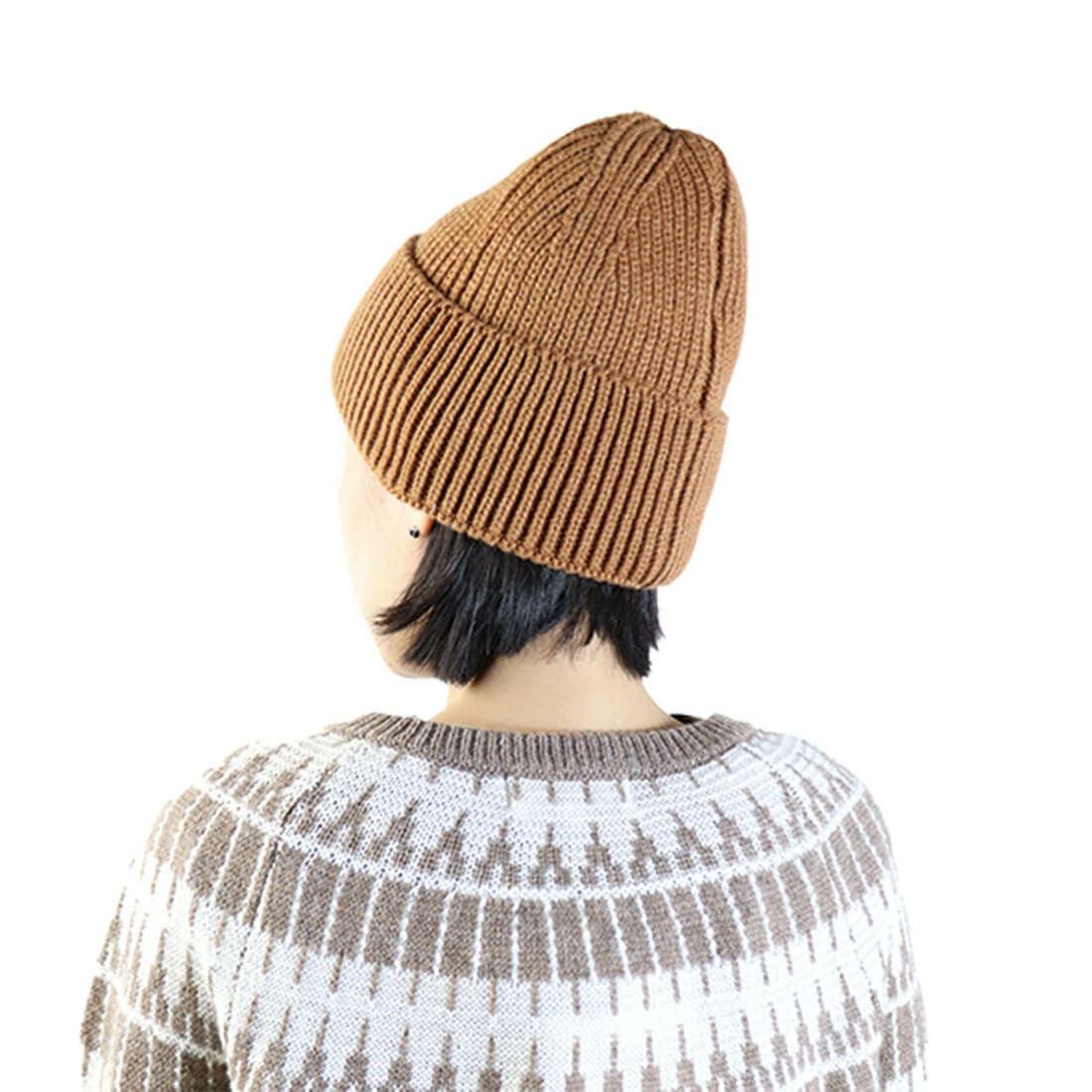 旧タグ　キャピタル ベージュ 編み込みニット帽 革タグ名入れ】ケーブルニット帽/サンドベージュ - and knit | minne