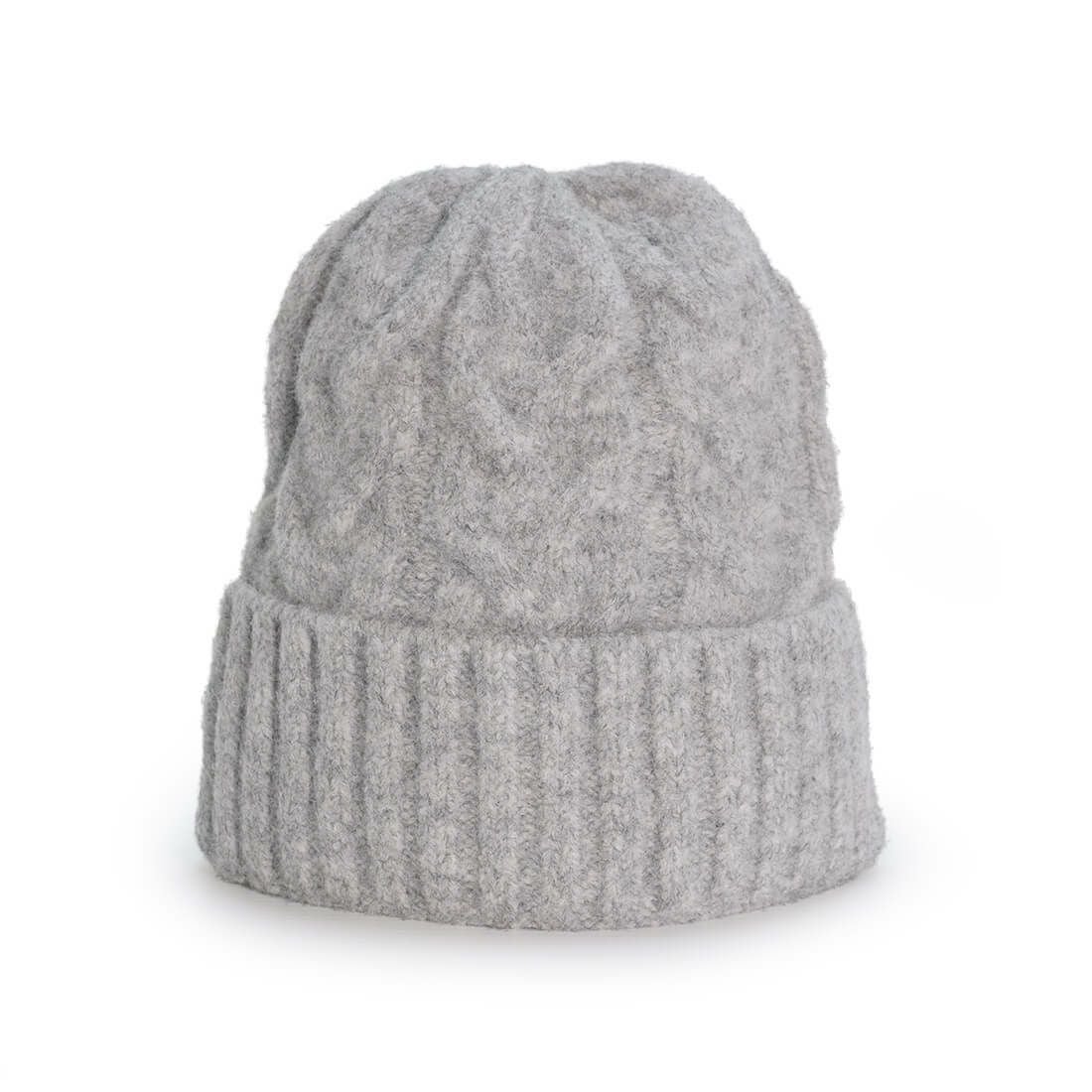 ケーブル編み混紡ニット帽