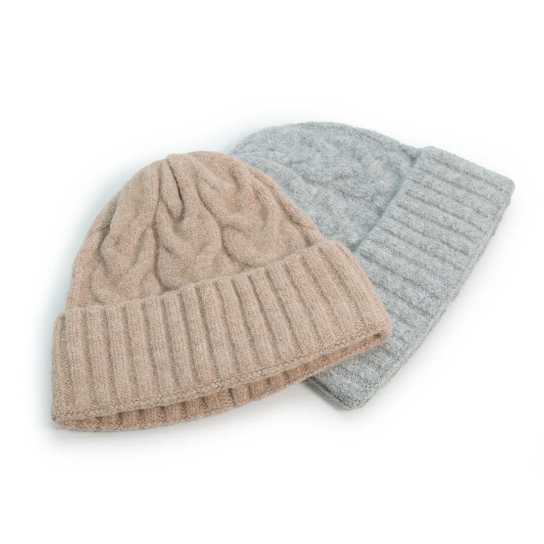 ケーブル編み混紡ニット帽