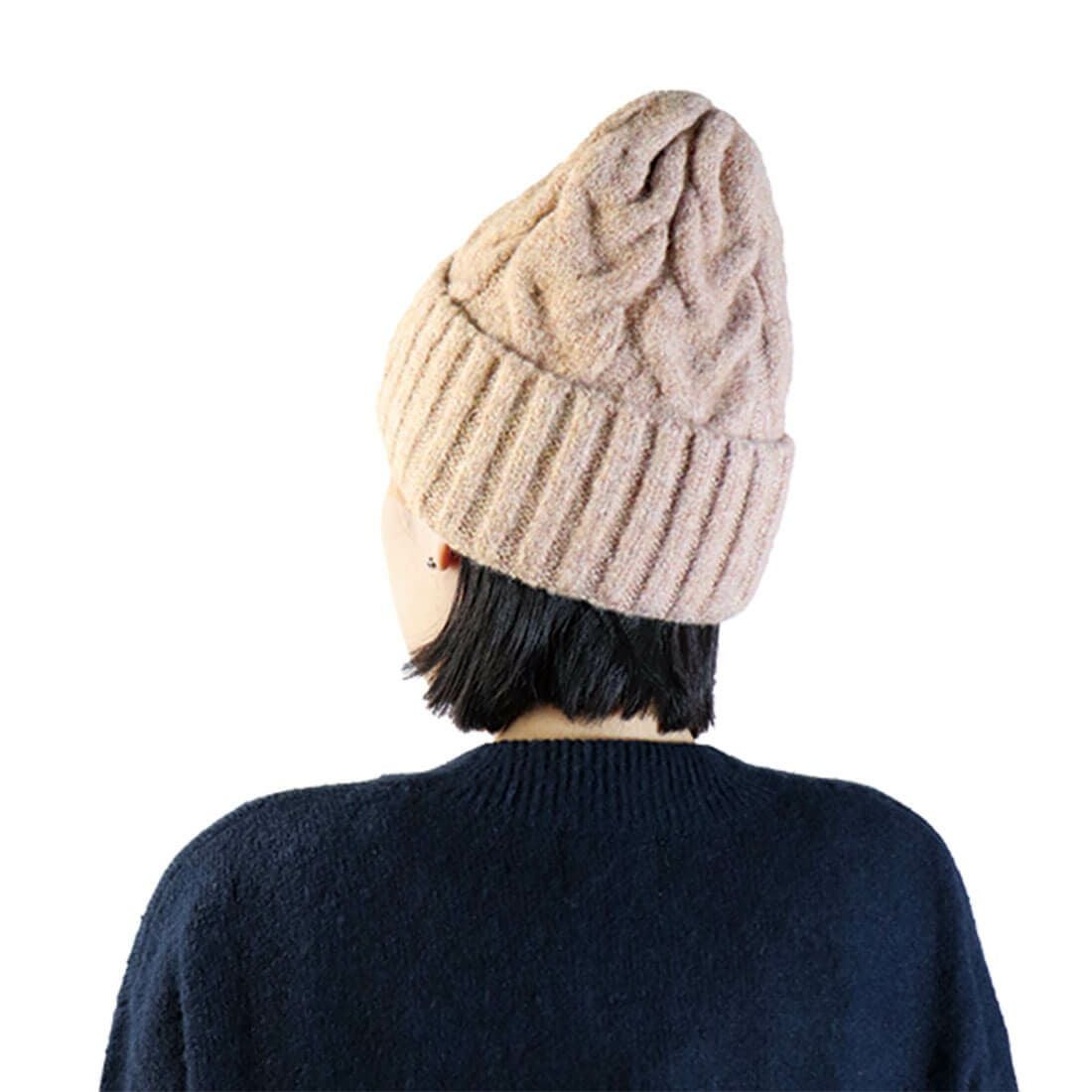 ケーブル編み混紡ニット帽