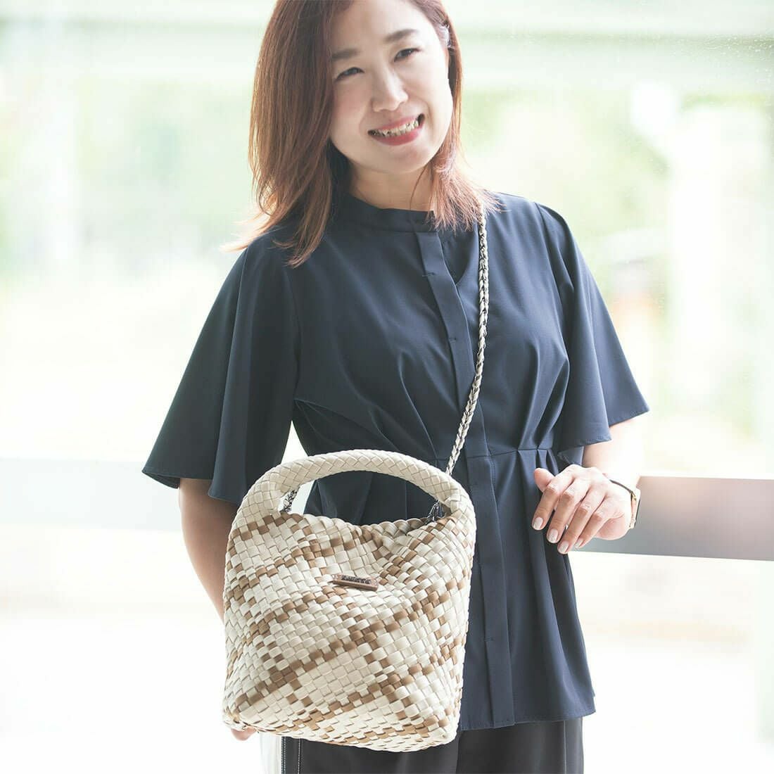 バイカラーメッシュ1本手トートバッグ（小サイズ）