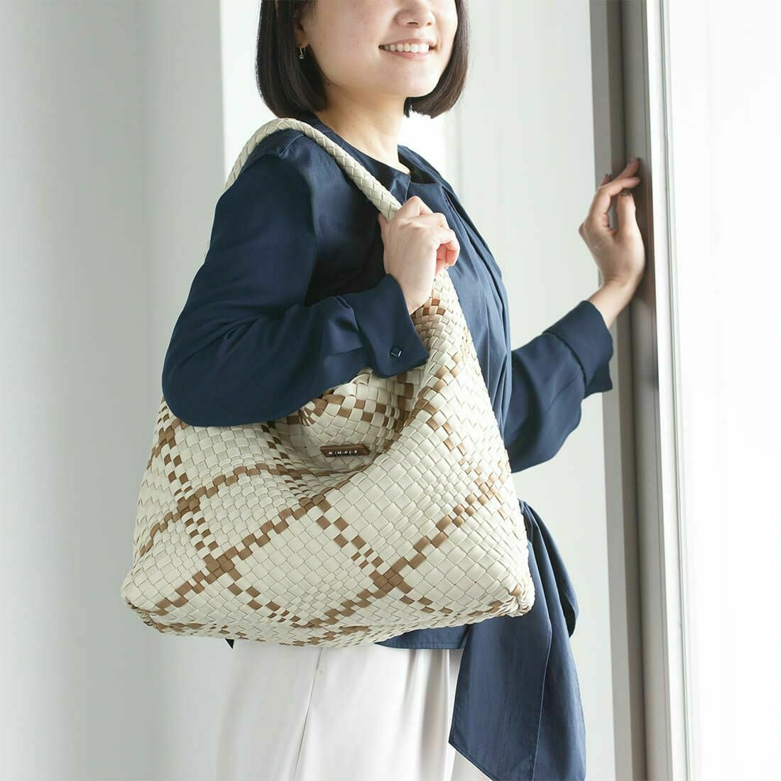 バイカラーメッシュ1本手トートバッグ